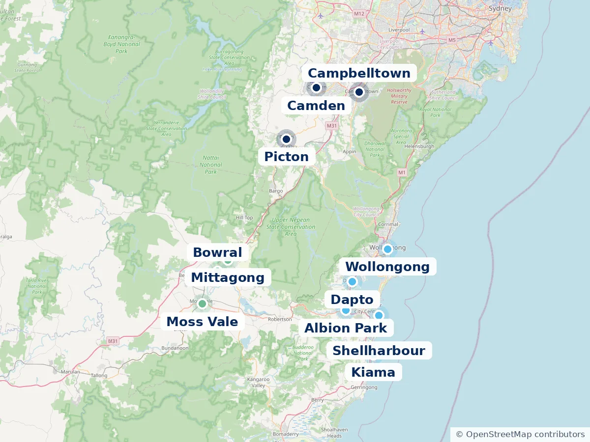BC Complete coverage map — Illawarra, Macarthur and Southern Highlands