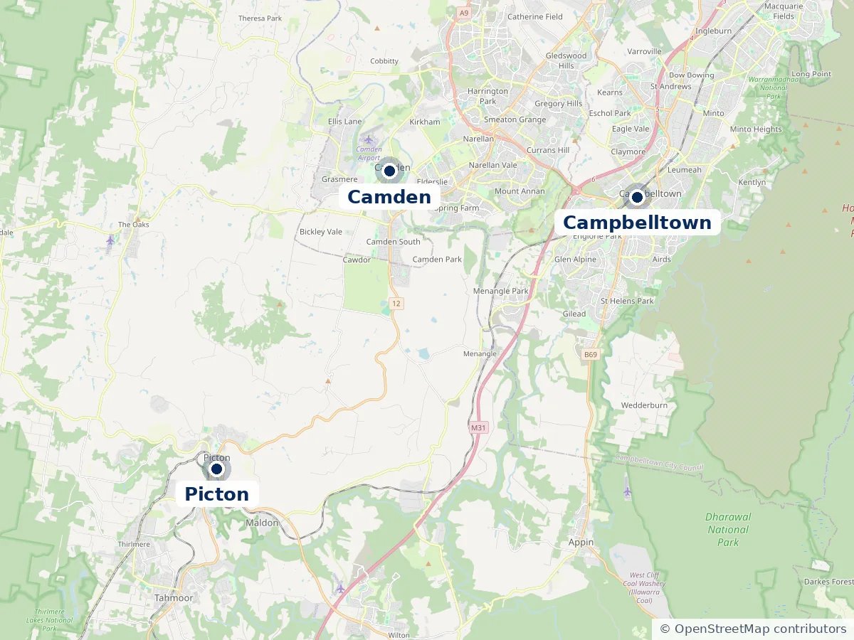 Macarthur coverage map — Campbelltown, Camden and Picton